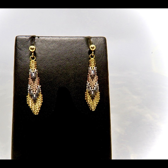 Tri Color Sterling Silver Riccio Dangle Earrings - Picture 2 of 5